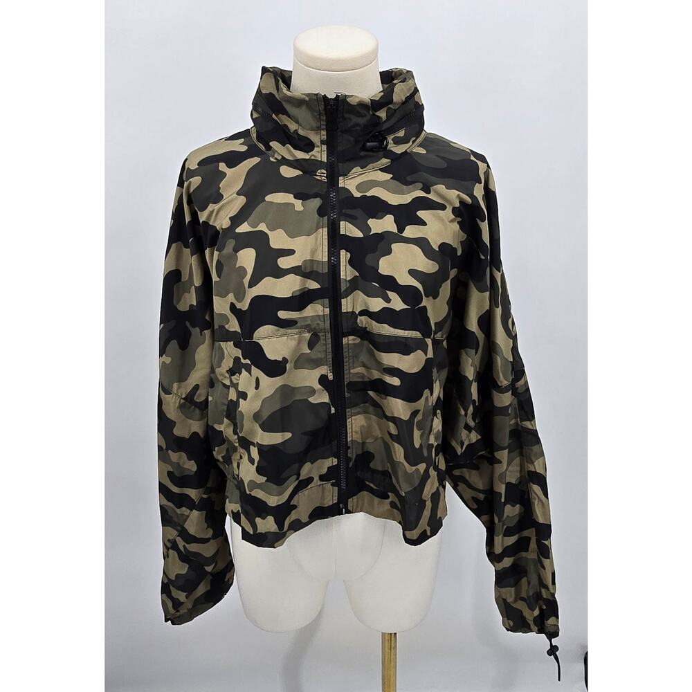 Zara Cropped y2k‎ streetwear Camouflage Zip Jacket with Hidden Hood